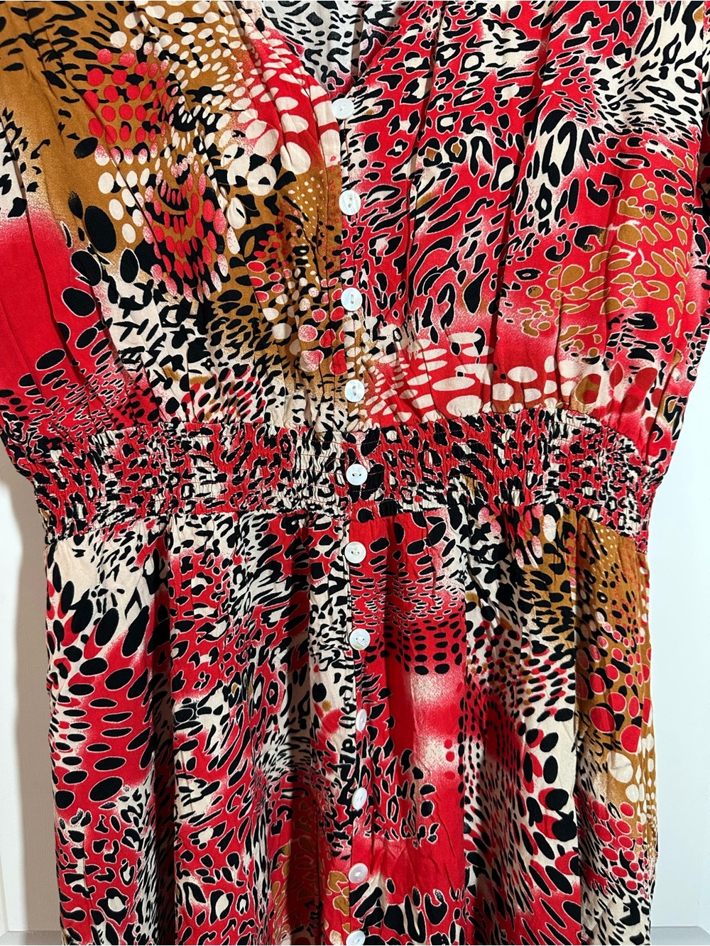EUC Vibrant Red Multi-Animal Print Women's Maxi Dress Sz XL - Picture 5 of 15
